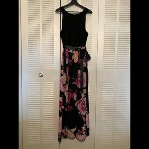 Black and Pink Halter Maxi Dress for Weddings